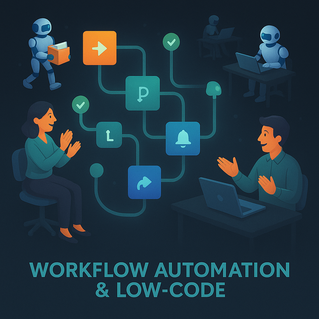 Workflow automation and low-code platform streamlining repetitive business processes into governed digital flows.